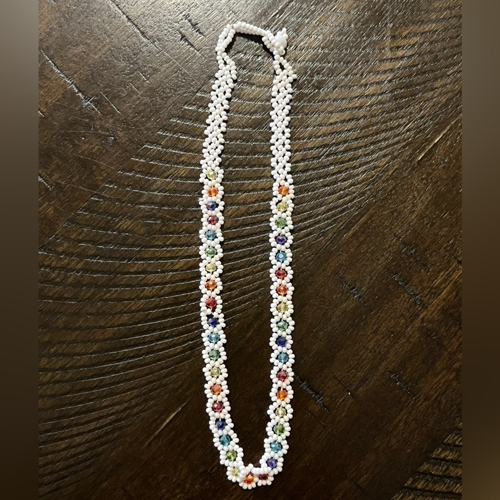 Mexican Huichol Flower Beaded Necklace